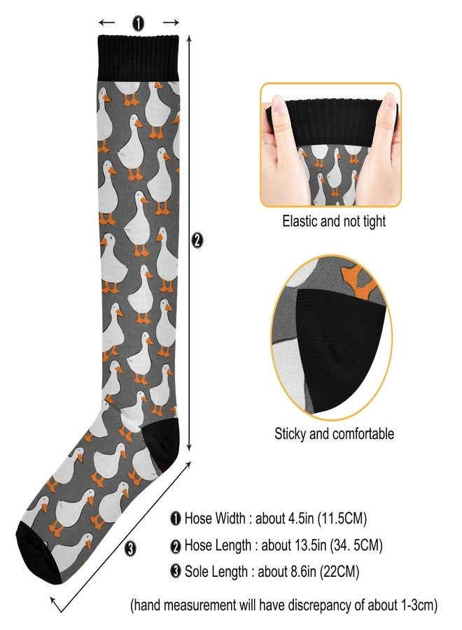 Wusikd White Goose Compression Socks for Women and Men Circulation Cute Long Socks for Athletic Running 1 - Image 3